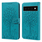 Custodia per telefono in pelle a vibrazione orizzontale con stampa pressata con motivo ad albero e cervo, For Google Pixel 5a 5G, For Google Pixel 6, For Google Pixel 6 Pro