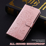 Custodia per telefono in pelle a vibrazione orizzontale con stampa pressata con motivo ad albero e cervo, For OPPO A32 / A33 / A52 / A52s, For OPPO A16, For Realme 8i