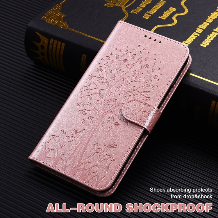 Custodia per telefono in pelle a vibrazione orizzontale con stampa pressata con motivo ad albero e cervo, For OPPO A32 / A33 / A52 / A52s, For OPPO A16, For Realme 8i