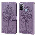 Custodia per telefono in pelle a vibrazione orizzontale con stampa pressata con motivo ad albero e cervo, For OPPO A32 / A33 / A52 / A52s, For OPPO A16, For Realme 8i