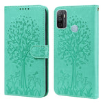 Custodia per telefono in pelle a vibrazione orizzontale con stampa pressata con motivo ad albero e cervo, For OPPO A32 / A33 / A52 / A52s, For OPPO A16, For Realme 8i