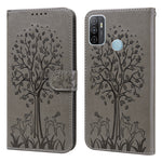 Custodia per telefono in pelle a vibrazione orizzontale con stampa pressata con motivo ad albero e cervo, For OPPO A32 / A33 / A52 / A52s, For OPPO A16, For Realme 8i