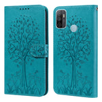 Custodia per telefono in pelle a vibrazione orizzontale con stampa pressata con motivo ad albero e cervo, For OPPO A32 / A33 / A52 / A52s, For OPPO A16, For Realme 8i
