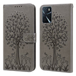 Custodia per telefono in pelle a vibrazione orizzontale con stampa pressata con motivo ad albero e cervo, For OPPO A32 / A33 / A52 / A52s, For OPPO A16, For Realme 8i