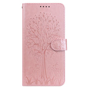 Custodia per telefono in pelle a vibrazione orizzontale con stampa pressata con motivo ad albero e cervo, For iPhone 13 Pro, For iPhone 13, For iPhone X / XS, For iPhone XR