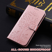 Custodia per telefono in pelle a vibrazione orizzontale con stampa pressata con motivo ad albero e cervo, For iPhone 13 Pro, For iPhone 13, For iPhone X / XS, For iPhone XR