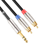 Cavo audio maschio da 6,35 mm a doppio RCA maschio, 1.8m, 3m