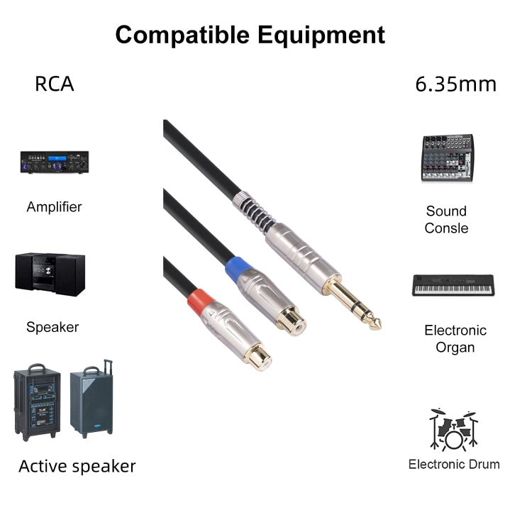 TC030YTR048-03 Cavo audio biforcato da 6,35 mm maschio a doppio RCA femmina