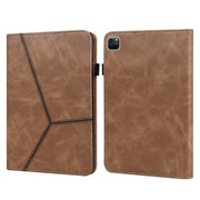 Custodia in pelle a righe goffrata tinta unita, For iPad Pro 12.9 inch 2022 / 2021 / 2020 / 2018, For iPad mini 6 / mini 2024