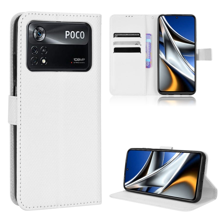 Custodia per telefono in pelle con trama a diamante, For Xiaomi Poco M4 Pro 4G Big Hole, For Xiaomi Poco M4 Pro 4G Fine Hole, For Xiaomi Poco M4 Pro 5G Big Hole, For Xiaomi Poco M4 Pro 5G Fine Hole