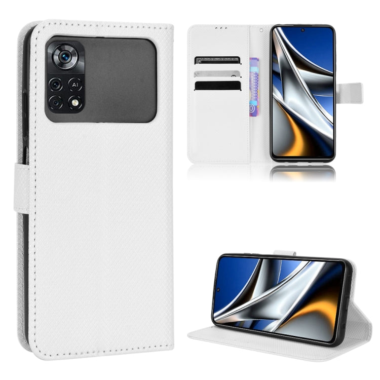 Custodia per telefono in pelle con trama a diamante, For Xiaomi Poco M4 Pro 4G Big Hole, For Xiaomi Poco M4 Pro 4G Fine Hole, For Xiaomi Poco M4 Pro 5G Big Hole, For Xiaomi Poco M4 Pro 5G Fine Hole