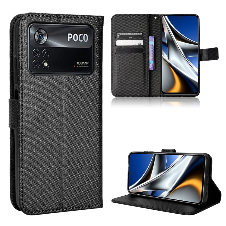 Custodia per telefono in pelle con trama a diamante, For Xiaomi Poco M4 Pro 4G Big Hole, For Xiaomi Poco M4 Pro 4G Fine Hole, For Xiaomi Poco M4 Pro 5G Big Hole, For Xiaomi Poco M4 Pro 5G Fine Hole