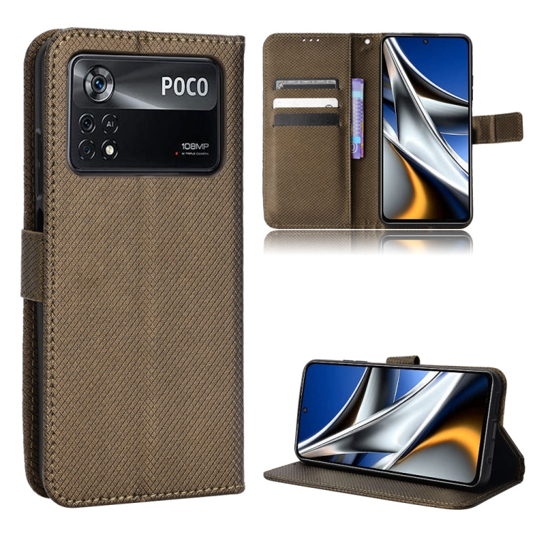 Custodia per telefono in pelle con trama a diamante, For Xiaomi Poco M4 Pro 4G Big Hole, For Xiaomi Poco M4 Pro 4G Fine Hole, For Xiaomi Poco M4 Pro 5G Big Hole, For Xiaomi Poco M4 Pro 5G Fine Hole