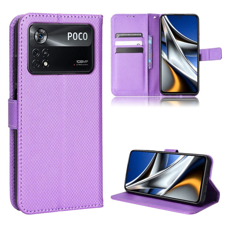 Custodia per telefono in pelle con trama a diamante, For Xiaomi Poco M4 Pro 4G Big Hole, For Xiaomi Poco M4 Pro 4G Fine Hole, For Xiaomi Poco M4 Pro 5G Big Hole, For Xiaomi Poco M4 Pro 5G Fine Hole