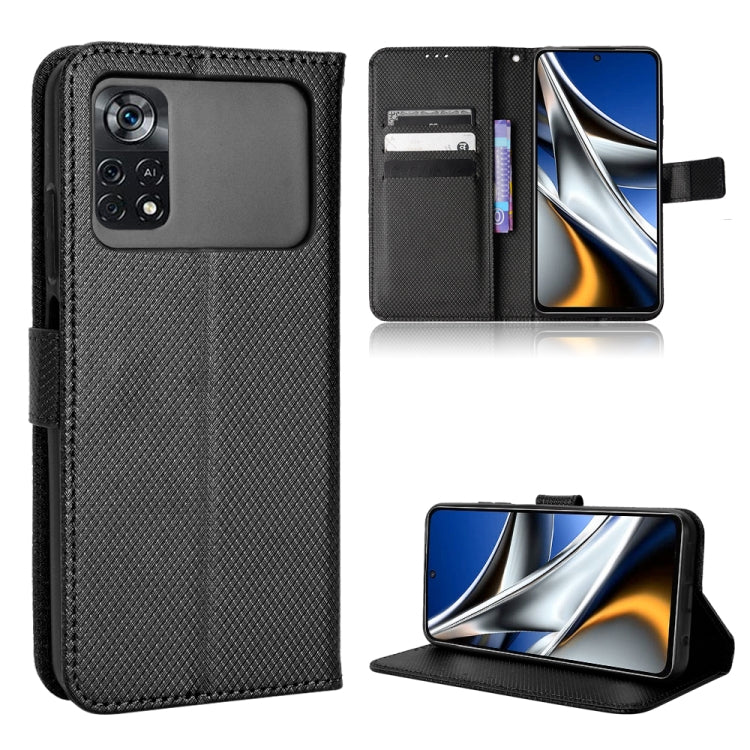 Custodia per telefono in pelle con trama a diamante, For Xiaomi Poco M4 Pro 4G Big Hole, For Xiaomi Poco M4 Pro 4G Fine Hole, For Xiaomi Poco M4 Pro 5G Big Hole, For Xiaomi Poco M4 Pro 5G Fine Hole