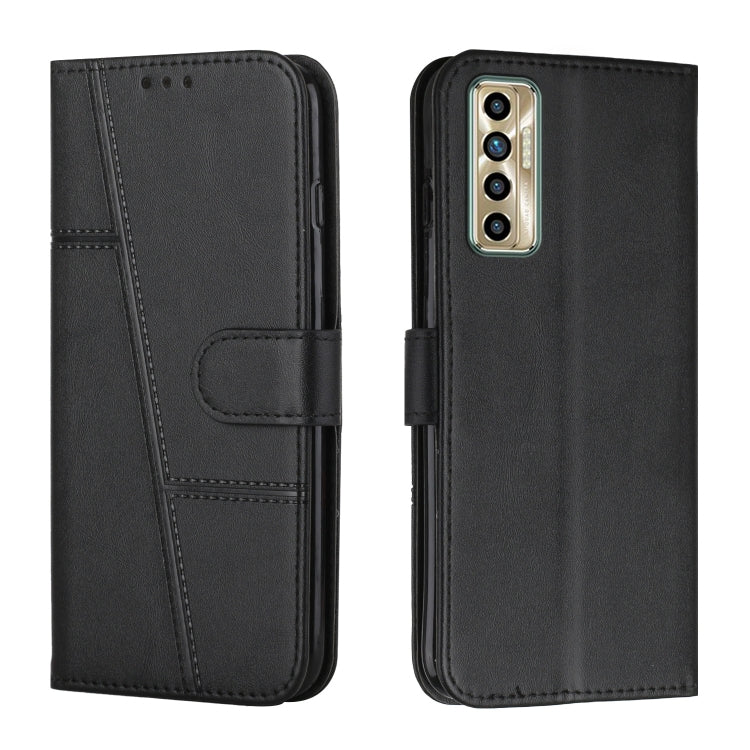 Custodia per telefono in pelle con fibbia in pelle di vitello cucita, For Tecno Camon 17P, For Tecno Camon 17 Pro, For Tecno Camon 18 / 18P, For Tecno Camon 18 Premier
