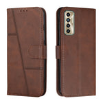 Custodia per telefono in pelle con fibbia in pelle di vitello cucita, For Tecno Camon 17P, For Tecno Camon 17 Pro, For Tecno Camon 18 / 18P, For Tecno Camon 18 Premier