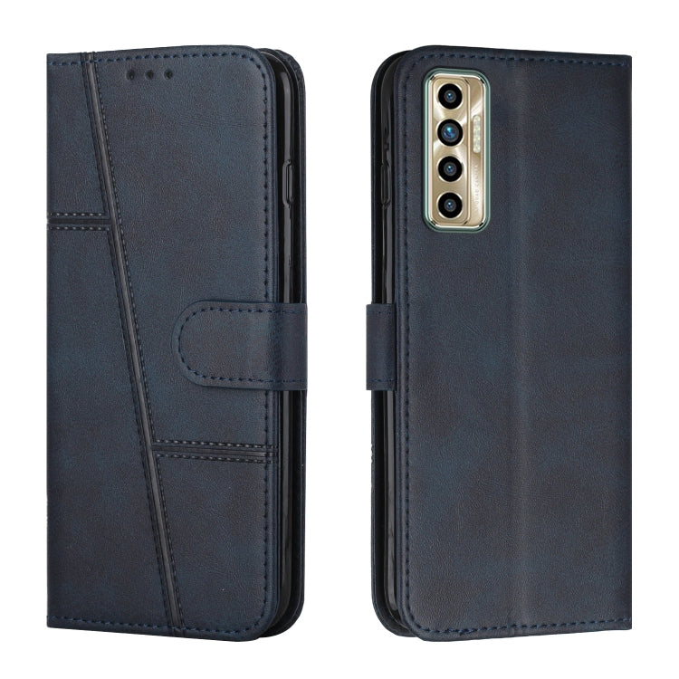 Custodia per telefono in pelle con fibbia in pelle di vitello cucita, For Tecno Camon 17P, For Tecno Camon 17 Pro, For Tecno Camon 18 / 18P, For Tecno Camon 18 Premier