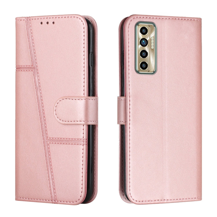 Custodia per telefono in pelle con fibbia in pelle di vitello cucita, For Tecno Camon 17P, For Tecno Camon 17 Pro, For Tecno Camon 18 / 18P, For Tecno Camon 18 Premier