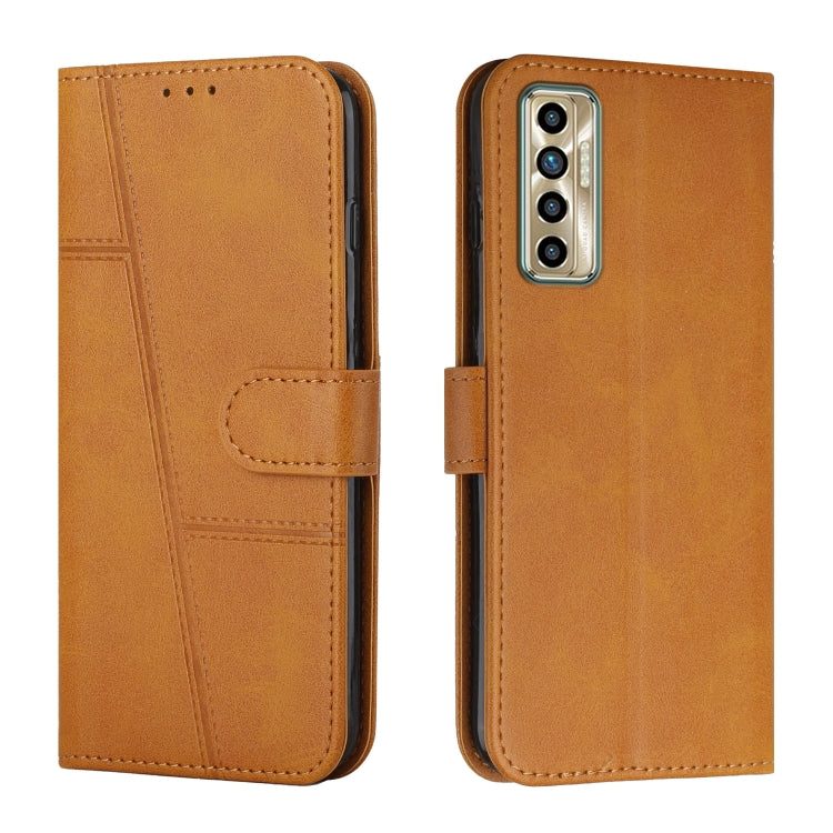 Custodia per telefono in pelle con fibbia in pelle di vitello cucita, For Tecno Camon 17P, For Tecno Camon 17 Pro, For Tecno Camon 18 / 18P, For Tecno Camon 18 Premier