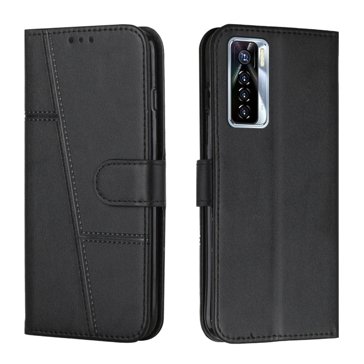 Custodia per telefono in pelle con fibbia in pelle di vitello cucita, For Tecno Camon 17P, For Tecno Camon 17 Pro, For Tecno Camon 18 / 18P, For Tecno Camon 18 Premier