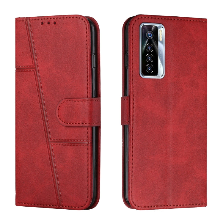 Custodia per telefono in pelle con fibbia in pelle di vitello cucita, For Tecno Camon 17P, For Tecno Camon 17 Pro, For Tecno Camon 18 / 18P, For Tecno Camon 18 Premier