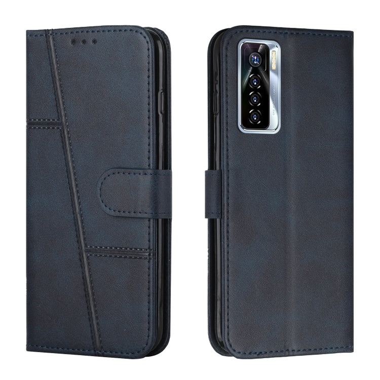 Custodia per telefono in pelle con fibbia in pelle di vitello cucita, For Tecno Camon 17P, For Tecno Camon 17 Pro, For Tecno Camon 18 / 18P, For Tecno Camon 18 Premier