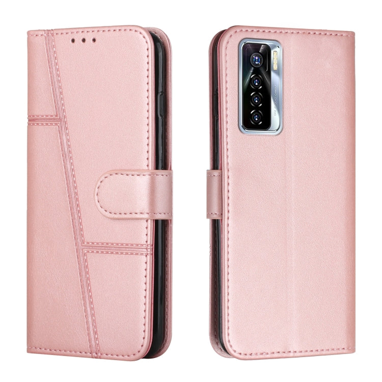Custodia per telefono in pelle con fibbia in pelle di vitello cucita, For Tecno Camon 17P, For Tecno Camon 17 Pro, For Tecno Camon 18 / 18P, For Tecno Camon 18 Premier