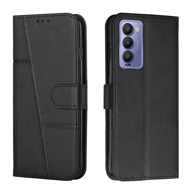 Custodia per telefono in pelle con fibbia in pelle di vitello cucita, For Tecno Camon 17P, For Tecno Camon 17 Pro, For Tecno Camon 18 / 18P, For Tecno Camon 18 Premier