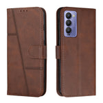 Custodia per telefono in pelle con fibbia in pelle di vitello cucita, For Tecno Camon 17P, For Tecno Camon 17 Pro, For Tecno Camon 18 / 18P, For Tecno Camon 18 Premier
