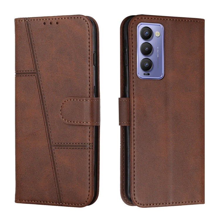 Custodia per telefono in pelle con fibbia in pelle di vitello cucita, For Tecno Camon 17P, For Tecno Camon 17 Pro, For Tecno Camon 18 / 18P, For Tecno Camon 18 Premier