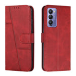 Custodia per telefono in pelle con fibbia in pelle di vitello cucita, For Tecno Camon 17P, For Tecno Camon 17 Pro, For Tecno Camon 18 / 18P, For Tecno Camon 18 Premier