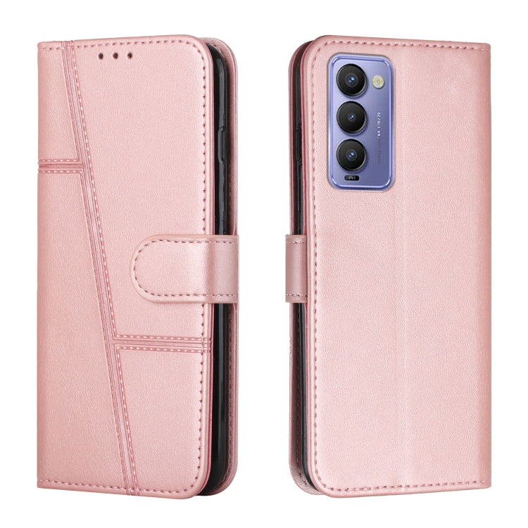 Custodia per telefono in pelle con fibbia in pelle di vitello cucita, For Tecno Camon 17P, For Tecno Camon 17 Pro, For Tecno Camon 18 / 18P, For Tecno Camon 18 Premier