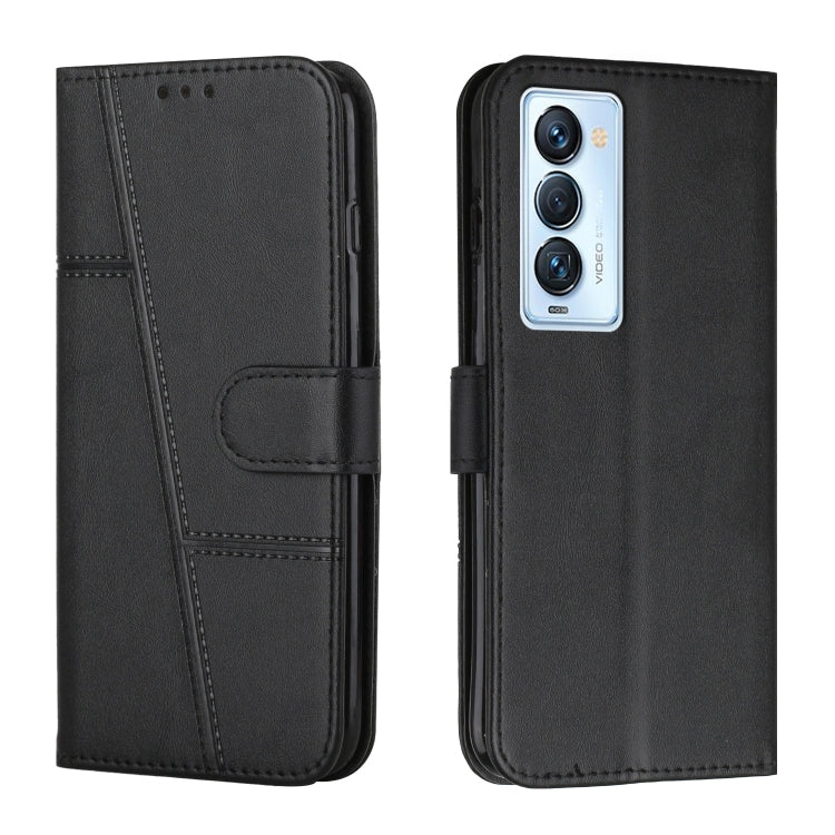 Custodia per telefono in pelle con fibbia in pelle di vitello cucita, For Tecno Camon 17P, For Tecno Camon 17 Pro, For Tecno Camon 18 / 18P, For Tecno Camon 18 Premier