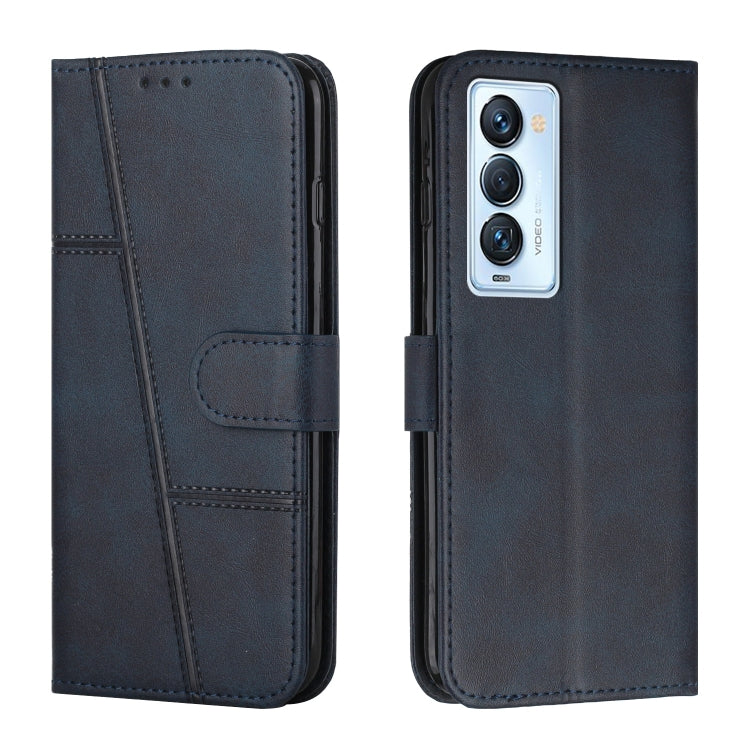 Custodia per telefono in pelle con fibbia in pelle di vitello cucita, For Tecno Camon 17P, For Tecno Camon 17 Pro, For Tecno Camon 18 / 18P, For Tecno Camon 18 Premier