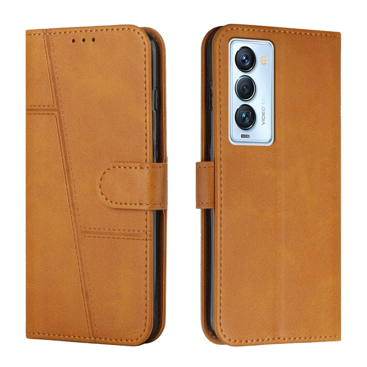 Custodia per telefono in pelle con fibbia in pelle di vitello cucita, For Tecno Camon 17P, For Tecno Camon 17 Pro, For Tecno Camon 18 / 18P, For Tecno Camon 18 Premier