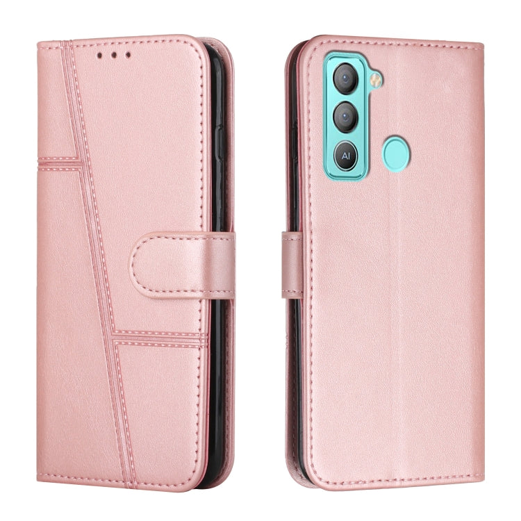 Custodia per telefono in pelle con fibbia in pelle di vitello cucita, For Tecno Pop 5 LTE, For Tecno Pova 2, For Tecno Pova Neo, For Tecno Spark 7 Pro