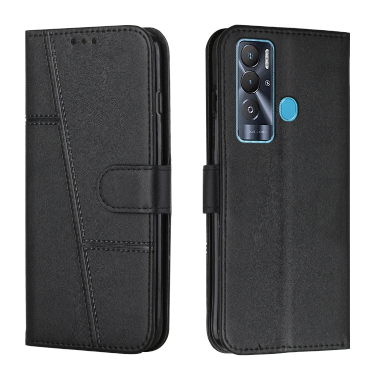 Custodia per telefono in pelle con fibbia in pelle di vitello cucita, For Tecno Pop 5 LTE, For Tecno Pova 2, For Tecno Pova Neo, For Tecno Spark 7 Pro