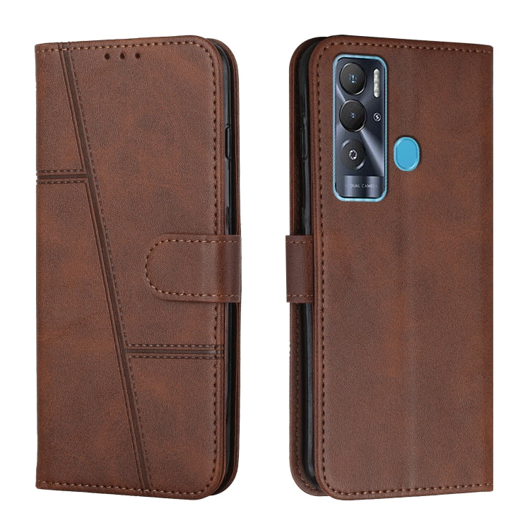 Custodia per telefono in pelle con fibbia in pelle di vitello cucita, For Tecno Pop 5 LTE, For Tecno Pova 2, For Tecno Pova Neo, For Tecno Spark 7 Pro