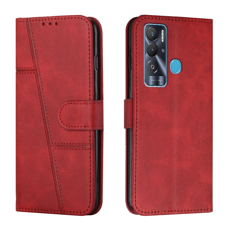 Custodia per telefono in pelle con fibbia in pelle di vitello cucita, For Tecno Pop 5 LTE, For Tecno Pova 2, For Tecno Pova Neo, For Tecno Spark 7 Pro