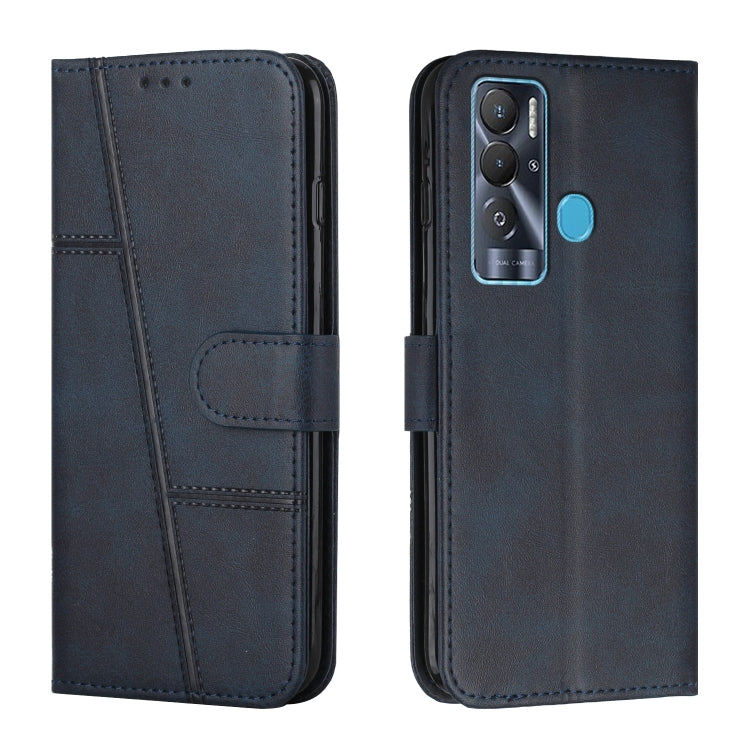 Custodia per telefono in pelle con fibbia in pelle di vitello cucita, For Tecno Pop 5 LTE, For Tecno Pova 2, For Tecno Pova Neo, For Tecno Spark 7 Pro