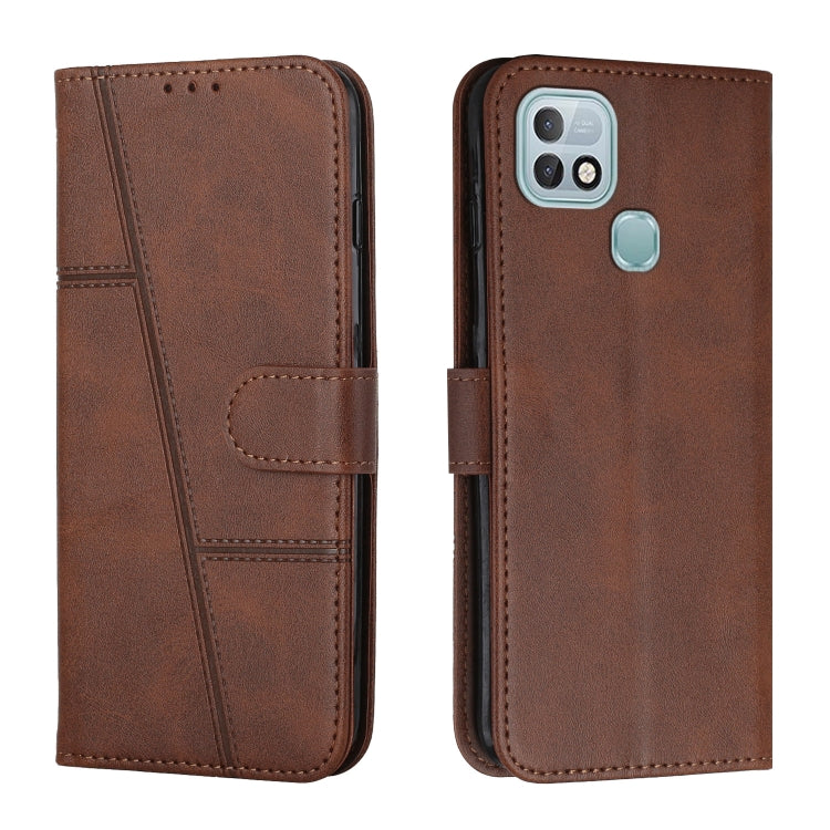 Custodia per telefono in pelle con fibbia in pelle di vitello cucita, For Infinix Hot 10, For Infinix Hot 10i, For Infinix Hot 10 Lite / Smart 5 2020, For Infinix Hot 10 Play / Smart 5 2021