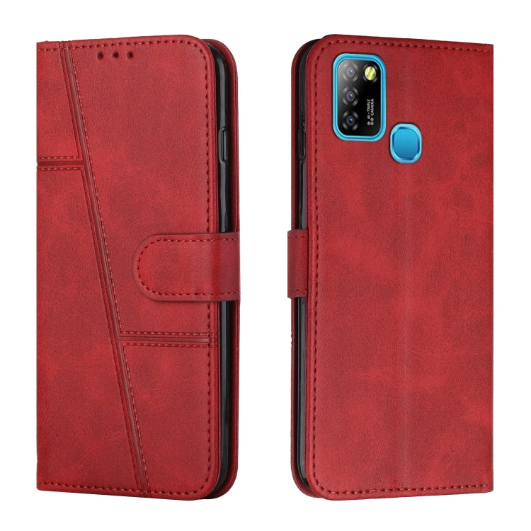 Custodia per telefono in pelle con fibbia in pelle di vitello cucita, For Infinix Hot 10, For Infinix Hot 10i, For Infinix Hot 10 Lite / Smart 5 2020, For Infinix Hot 10 Play / Smart 5 2021