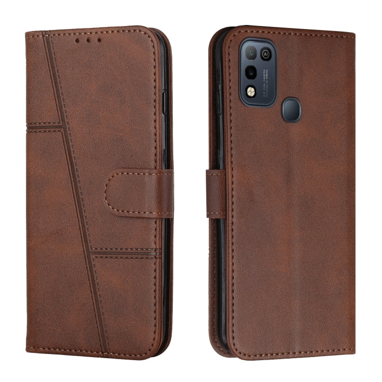 Custodia per telefono in pelle con fibbia in pelle di vitello cucita, For Infinix Hot 10, For Infinix Hot 10i, For Infinix Hot 10 Lite / Smart 5 2020, For Infinix Hot 10 Play / Smart 5 2021