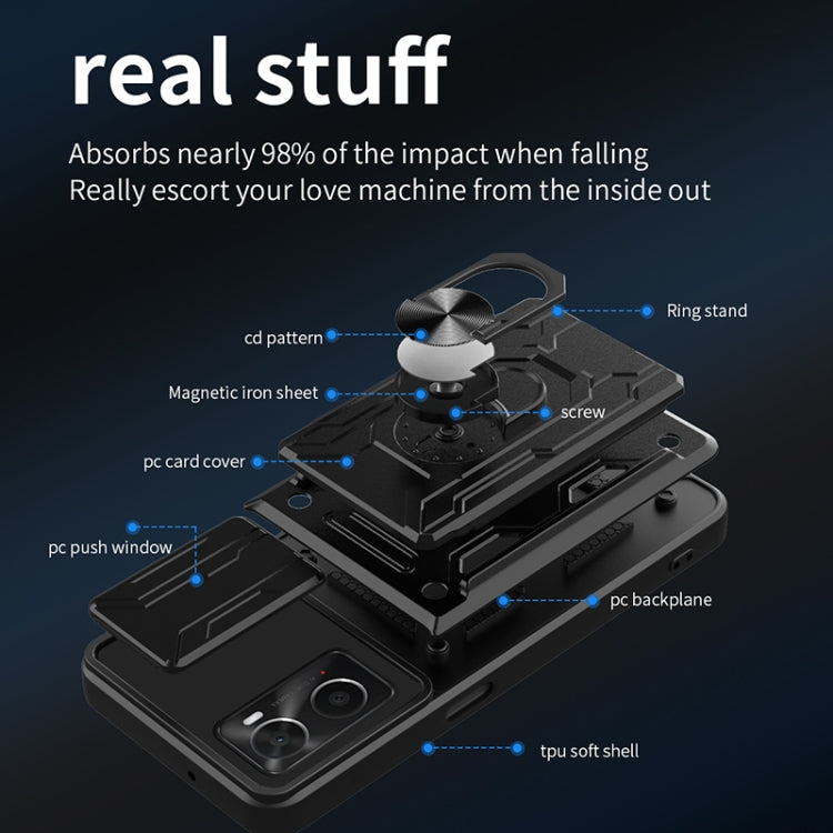 Custodia per telefono con scheda Camshield scorrevole, For OPPO Realme 9i / A36 / A76, For OPPO Realme 9 Pro, For OPPO Realme 9 Pro+