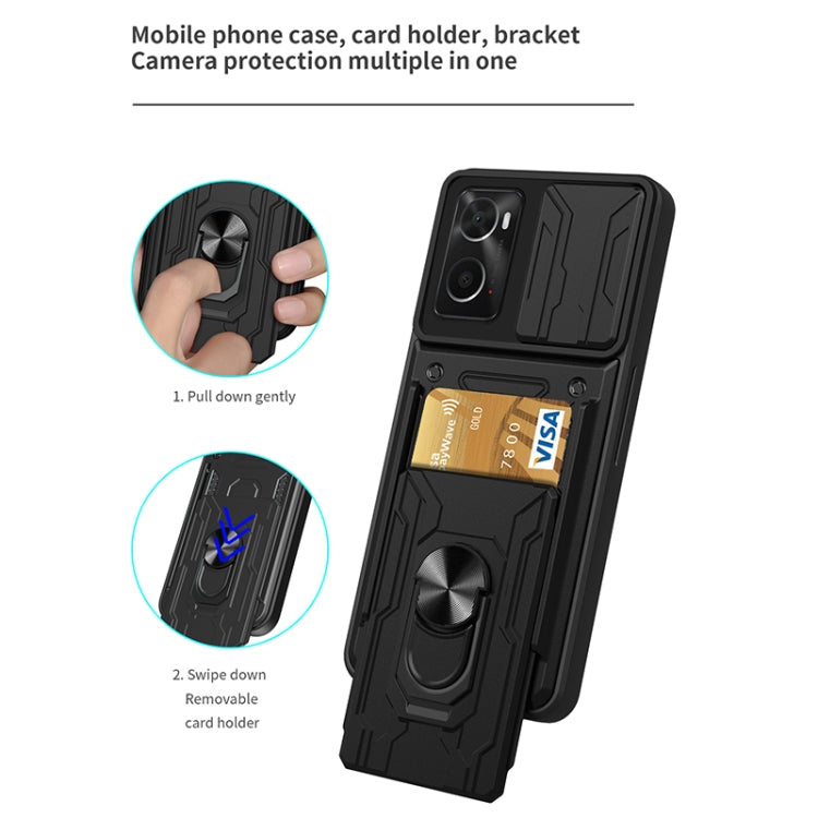 Custodia per telefono con scheda Camshield scorrevole, For OPPO Realme 9i / A36 / A76, For OPPO Realme 9 Pro, For OPPO Realme 9 Pro+
