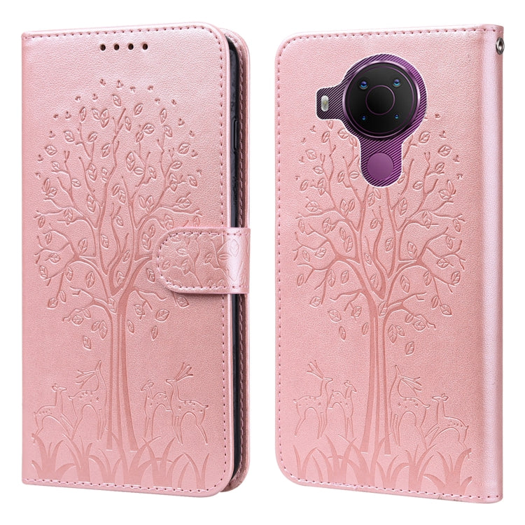 Custodia per telefono in pelle pressata con motivo ad albero e cervo, For Nokia 3.4 / 5.4, For Nokia G20 / G10 / 6.3, For Sony Xperia 10 III, For Xiaomi Redmi 9T / 9 Power, For Xiaomi Redmi 10