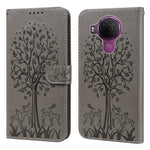 Custodia per telefono in pelle pressata con motivo ad albero e cervo, For Nokia 3.4 / 5.4, For Nokia G20 / G10 / 6.3, For Sony Xperia 10 III, For Xiaomi Redmi 9T / 9 Power, For Xiaomi Redmi 10