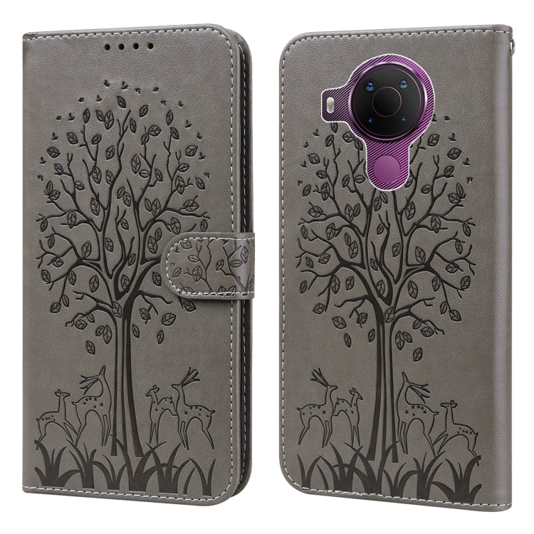 Custodia per telefono in pelle pressata con motivo ad albero e cervo, For Nokia 3.4 / 5.4, For Nokia G20 / G10 / 6.3, For Sony Xperia 10 III, For Xiaomi Redmi 9T / 9 Power, For Xiaomi Redmi 10
