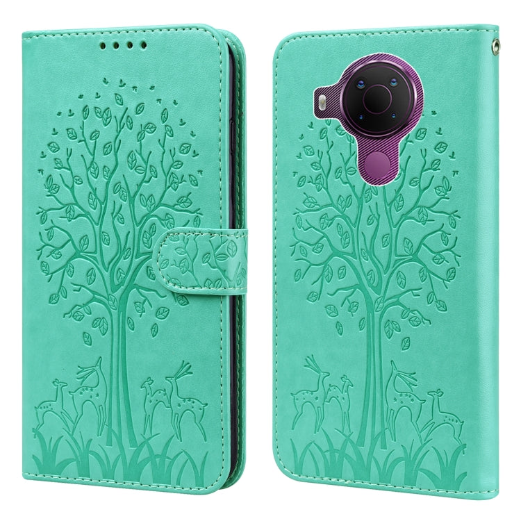 Custodia per telefono in pelle pressata con motivo ad albero e cervo, For Nokia 3.4 / 5.4, For Nokia G20 / G10 / 6.3, For Sony Xperia 10 III, For Xiaomi Redmi 9T / 9 Power, For Xiaomi Redmi 10